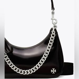 Tory Burch 151 Mercer Patent Small Leather Cresent Bag